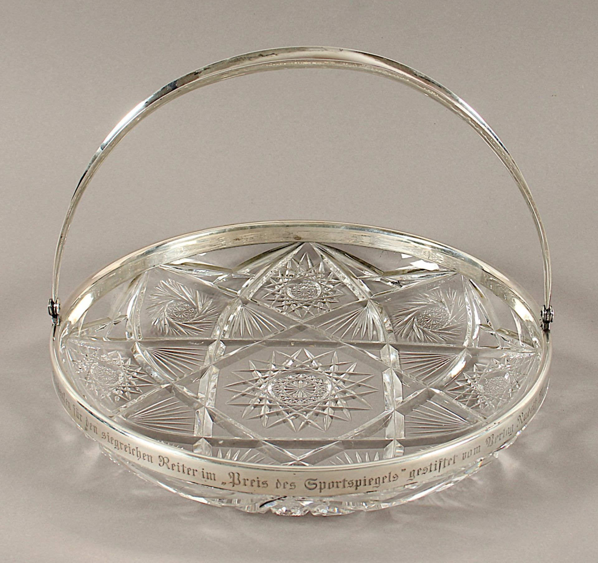 Reitpreis-Schale, Glas, Montierung Silber 800/ooo, Rudolf Mosse, deutsch, A.20.Jh.