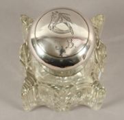 Tintenfass, Glas, Montierung Silber 800/ooo, deutsch, 20.Jh., Nachlass Grillo