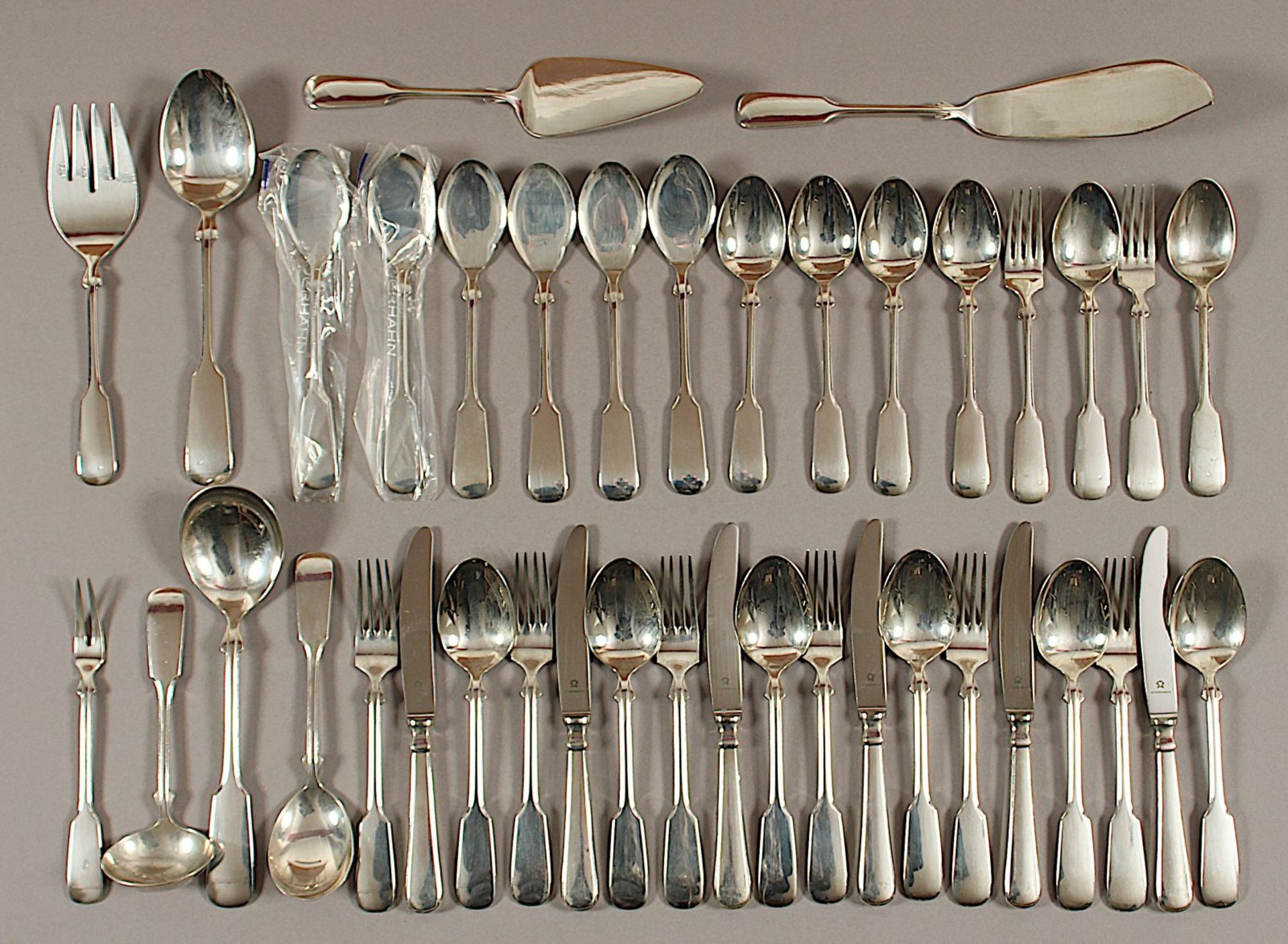 Speisebesteck für sechs Personen, Silber 925/ooo, Spaten, Auerhahn, 20.Jh.