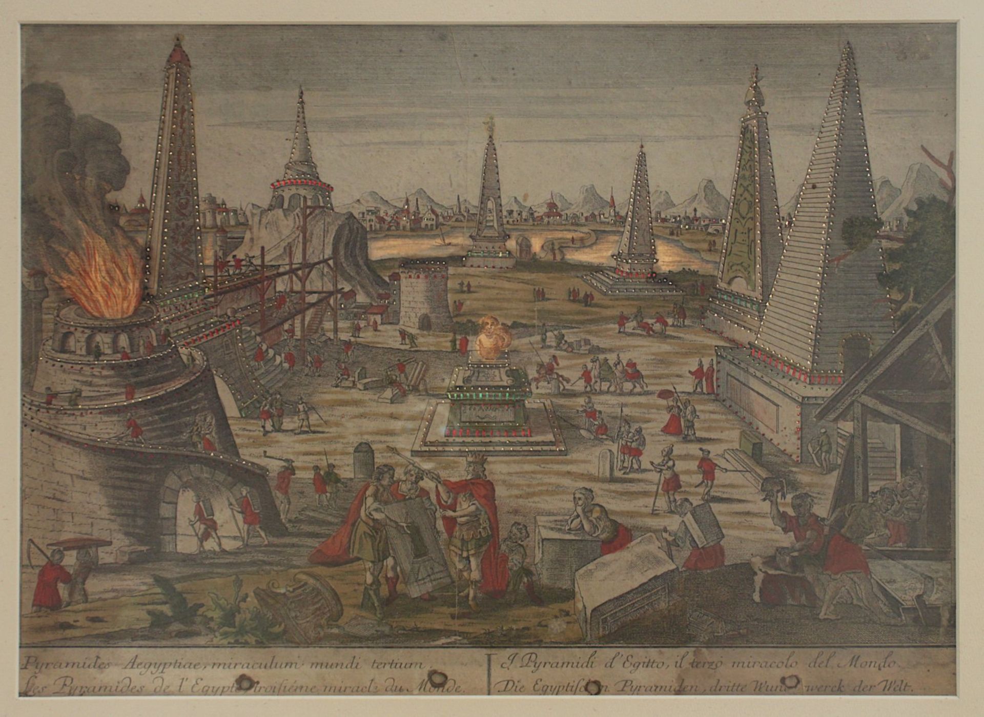 vier Guckkastenblätter, illuminiert, aus den Weltwundern, B. Probst, um 1770 - Bild 5 aus 9
