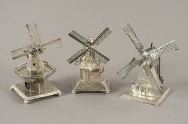 drei Miniatur-Windmühlen, Silber 833/000, Niederlande, A.20.Jh., Nachlass Grillo