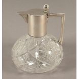 Karaffe, Glas, Silber 800/ooo, deutsch, A.20.Jh.