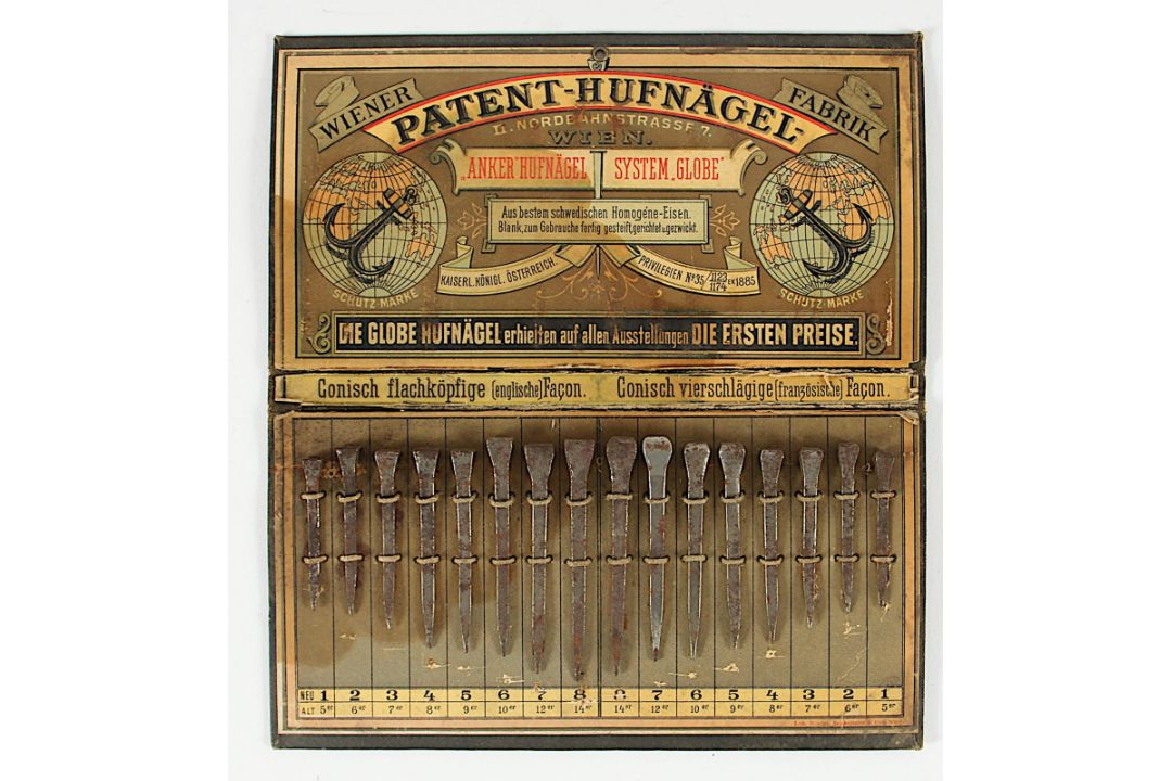 Hufnägel-Mustermappe, Wiener Hufnägelfabrik, um 1900, Nachlass Grillo - Bild 1 aus 2