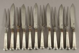 Besteck für sechs Personen, Griffe Silber, deutsch, 1.H.18.Jh., Nachlass Grillo