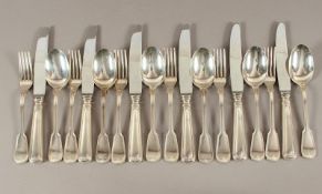 Dessertbesteck für sechs Personen, Silber 800/ooo, Faden, Italien, 20.Jh.