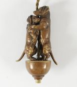 elektrische figürliche Tischklingel, Bronze, zwei Dackel, deutsch, A.20.Jh., Nachlass Grillo