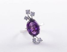 Amethyst-Brillantring, 585/ooo WG, 6,8g