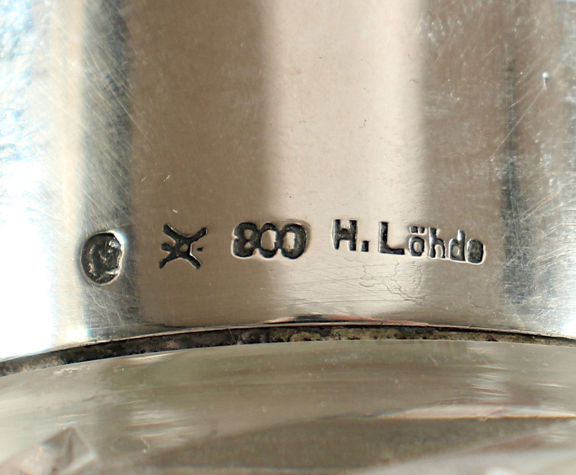 Karaffe, Glas, Silber 800/ooo, deutsch, A.20.Jh. - Bild 2 aus 2