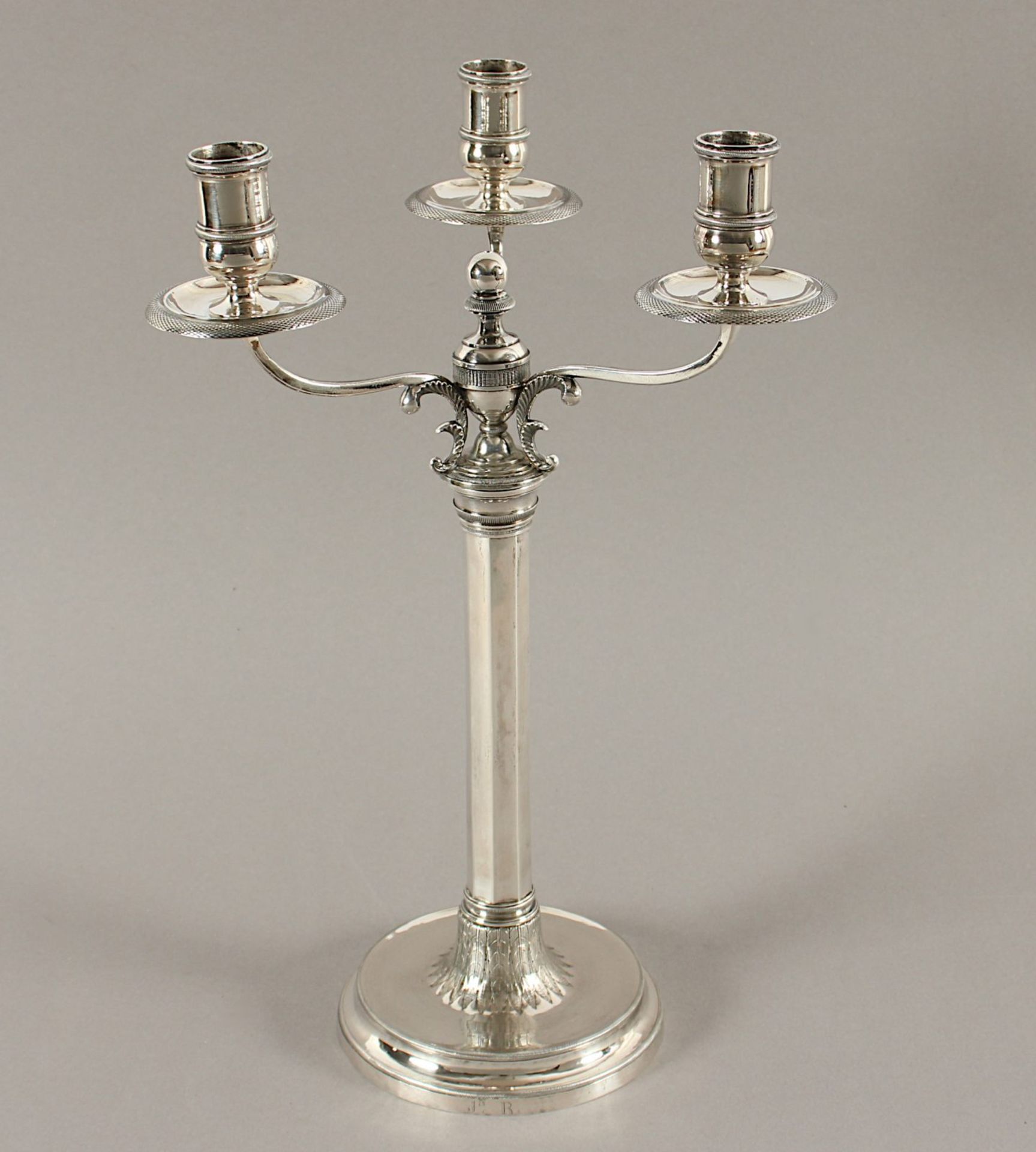 dreiflammiger Leuchter, Silber, Barcelona, um 1800
