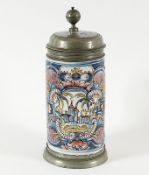 Walzenkrug, Fayence, Erfurt, datiert 1754