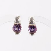 Paar Amethystohrstecker, 585/ooo Gelbgold, 3g