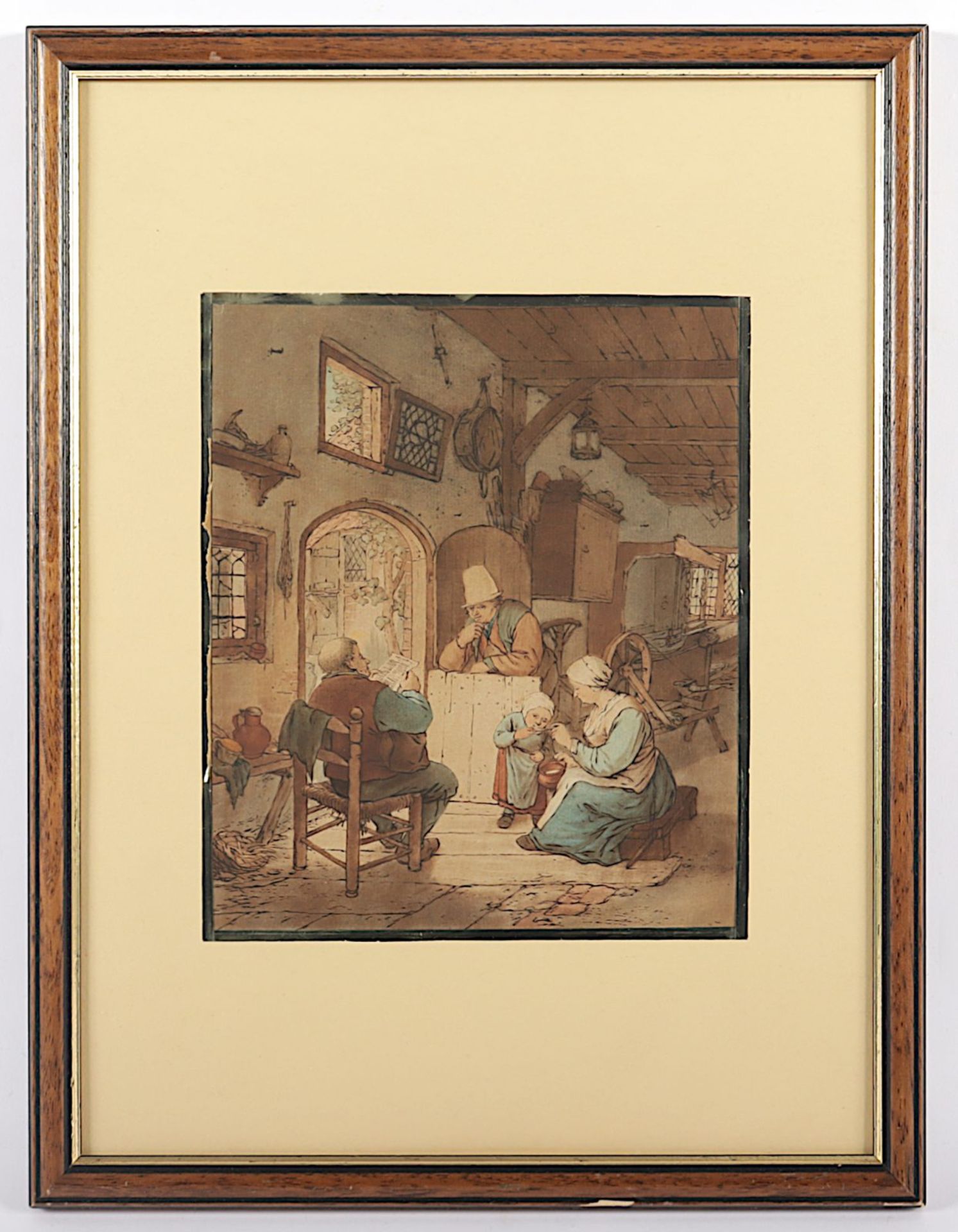 Van Amstel, Cornelius Ploos (1726-1798), "Der Zeitungsleser", kolorierte Radierung, nach Ostade - Bild 2 aus 2