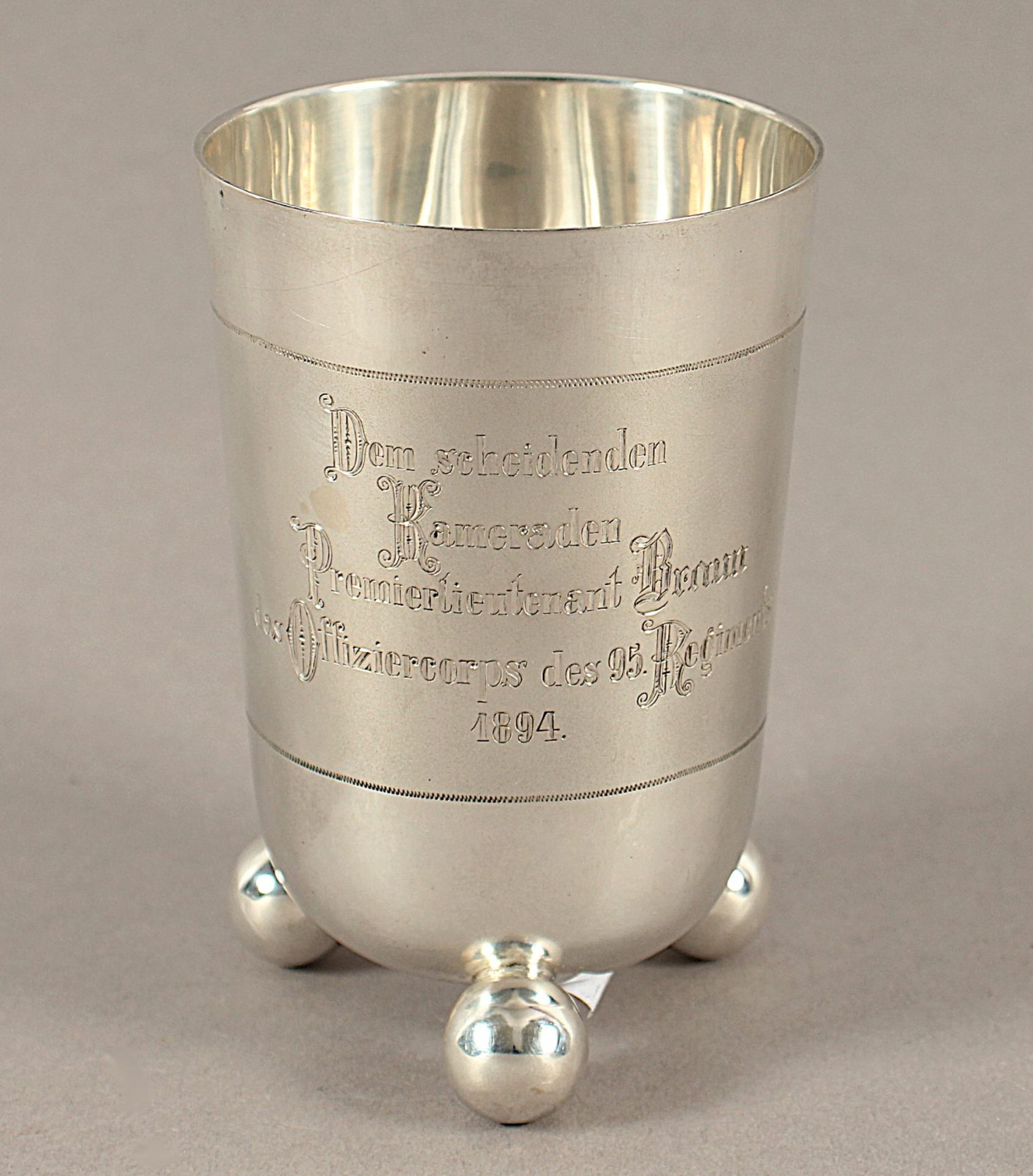 Regiments-Becher, Silber 800/ooo, deutsch, um 1890 - Bild 2 aus 3