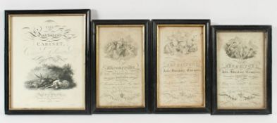 vier Grafiken, 3 Titelseiten The Repository sowie Sportsman's Cabinat