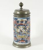 Walzenkrug, Fayence, Erfurt, datiert 1754
