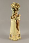 große figürliche Jugendstilvase, Royal Dux, um 1900