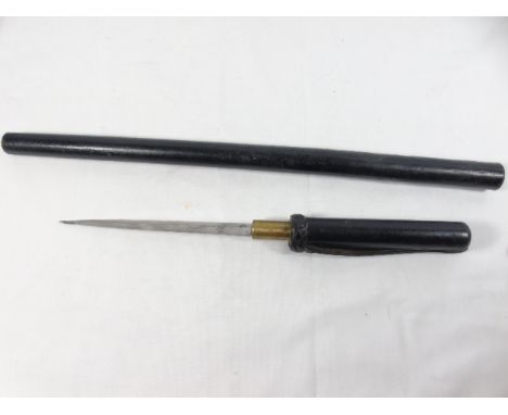 Stab stick with leather sheath and handle overall length approx. 24"
