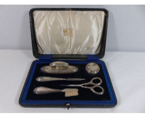 Cased vintage HM Silver manicure set