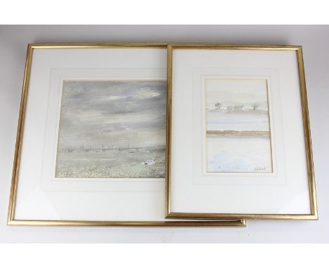 Roland Vivian Pitchforth RA, RWS (1895-1982), rural scene, watercolour, signed, 13cm by 21cm, together with a watercolour of 