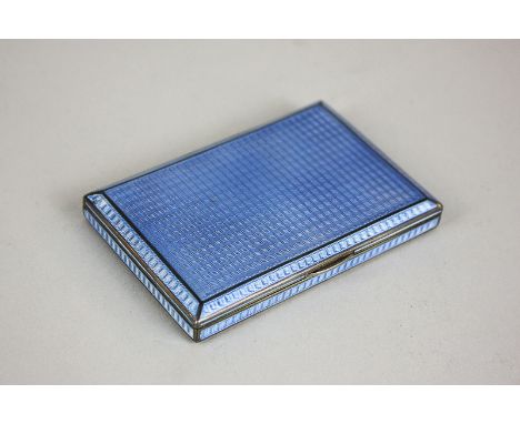 An Austrian silver and blue enamel trinket box marked Sterling with London import marks, 1922, 9cm long