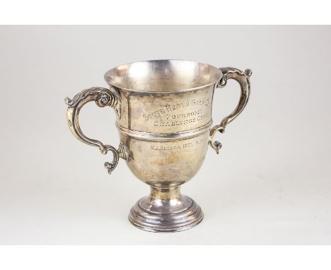 A Victorian silver two-handled trophy cup, later engraved South Herts Golf Club Foursome Challenge Cups, M J Bulger 1921, R H