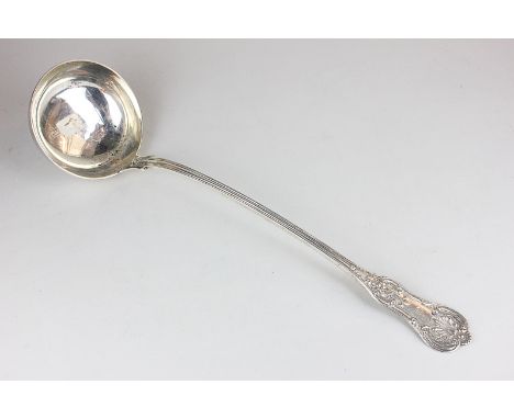 A Victorian Scottish silver Kings Pattern soup ladle, maker J Muir Jnr, Glasgow 1845, initialled, 8oz