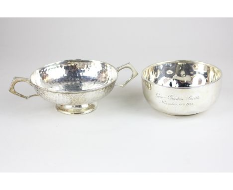 An Edward VII silver two-handled bowl by William Hutton & Sons Ltd, Birmingham 1905, together with a George V silver bowl by 