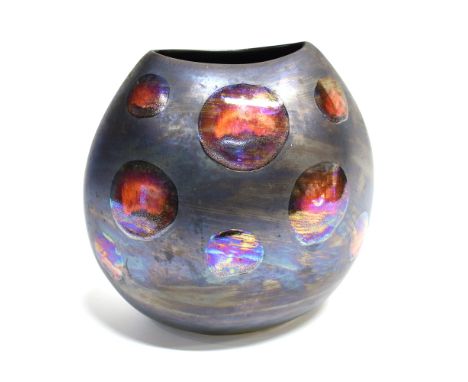 A LARGE POOLE POTTERY PURSE VASE decorated in the 'Galaxy' pattern, 26cm high Good condition, no issues