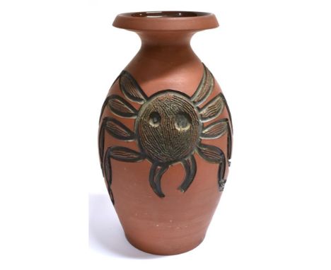JENNIE HAIGH FOR POOLE POTTERY: a large 'Atlantis' vase model A192, relief decorated with a spider, impressed marks and JH mo