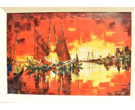 GEORGE RICHARD DEAKINS (1911-1982) Seascape scene at sunset Oil on canvas signed lower right and dated 1967 49cm x 75cm