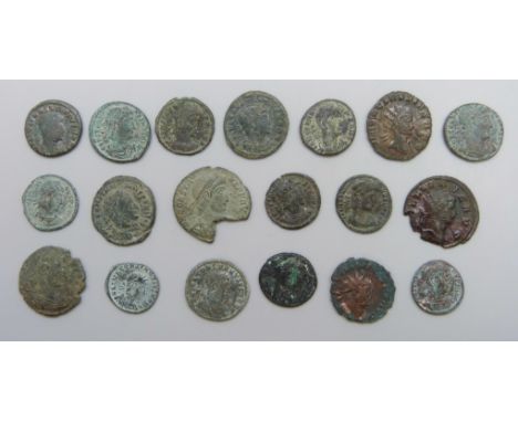 An ancient Roman coin collection, various denominations and emperors