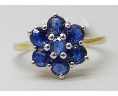 A silver gilt kyanite cluster ring, R/S