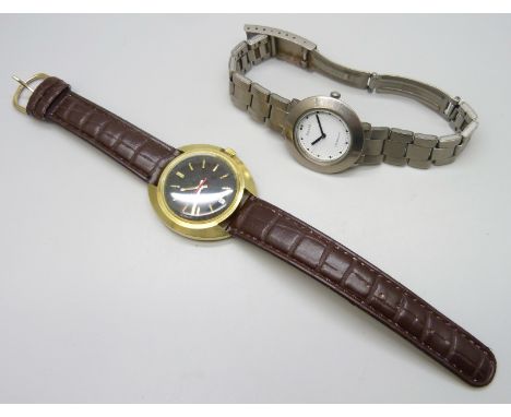 A Hamilton Automatic gold plated wristwatch, a/f, together with a Pulsar wristwatch