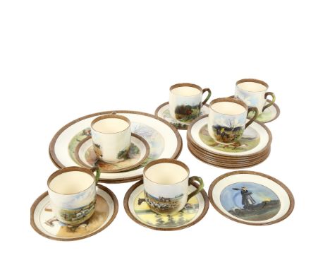 Copelands hunting scene teaware with illustrations by Lionel Edwards, circa 1930 