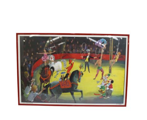 A Vintage framed original French Circus poster, titled 32. Lecirque, a French circus scene, 102cm x 86cm 
