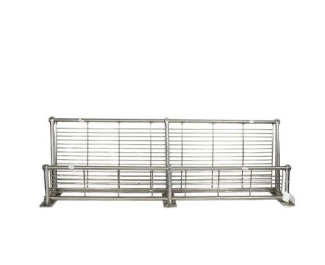 A polished steel Vintage luggage rack from a train, with wall fittings, length 117cm 