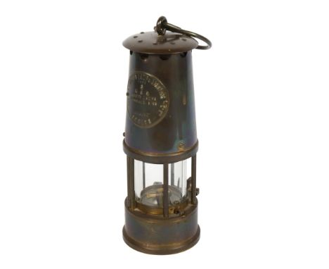 ECCLES - PROTECTOR LAMP & LIGHTING COMPANY LTD - a Vintage brass miner's safety lamp, type 6, height 23cm 
