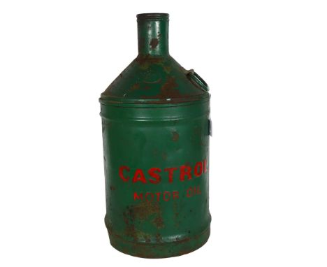 A Vintage Castrol Motor Oil can, plaque narrative When empty return to Messrs Castrol Ltd Hayes, Middlesex, missing cap, heig