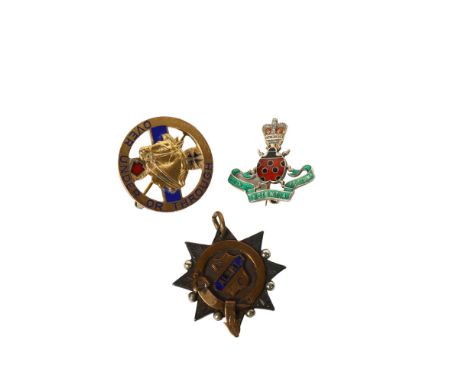 A Women's Royal Army Corps silver-gilt and enamel badge, by Garrard & Company, a 100 Miles Road Race 1896 medallion to H Dear