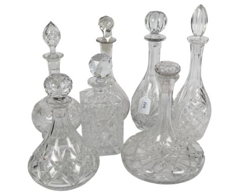 A quantity of Vintage glass decanters, tallest 35cm (7) 