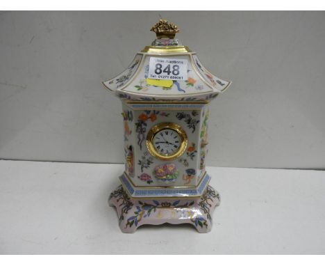 Porcelain 100 Flowers by Dawen Wang Pergoda Clock 