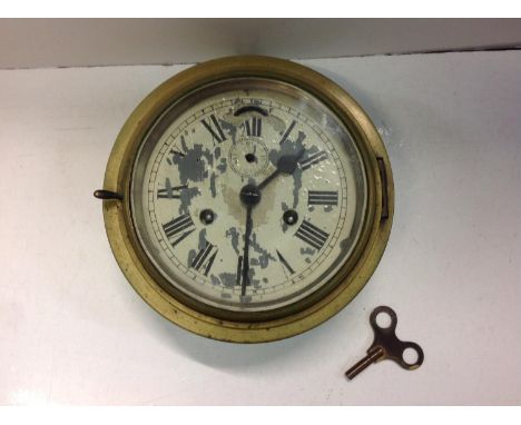 Circular Brass Wall Clock with Key 