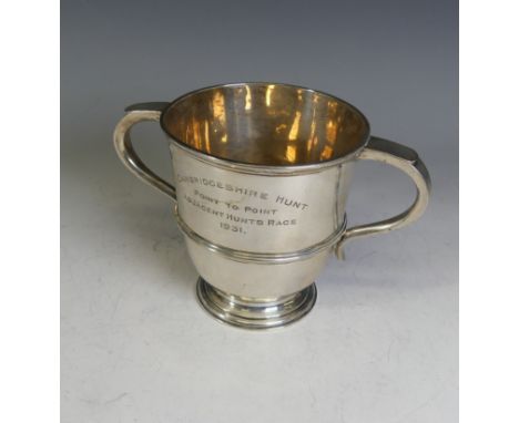 A George V silver two-handled Trophy Cup, by Carrington &amp; Co., hallmarked Birmingham, 1922, with engraved inscription 'Ca