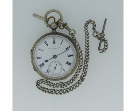 A silver Pocket Watch, the white enamel dial signed Kirner  Brothers Oxford, with Roman Numerals and subsidiary seconds dial,