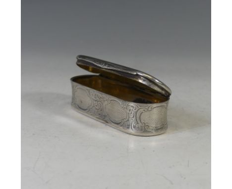 A Victorian Scottish silver Snuff Box, hallmarked Edinburgh 1856, makers mark 'GC', of rounded rectangular form, with foliate