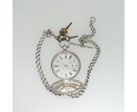 A Victorian silver hunter Pocket Watch, the case hallmarked London 1848, the unsigned white enamel dial with roman numerals a