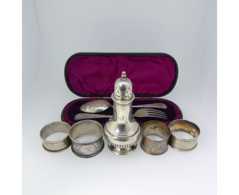 A cased Victorian silver Spoon and Fork, by&nbsp;Atkin Brothers, hallmarked Sheffield, 1889, with foliate engraved decoration