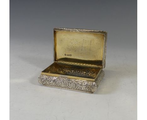 Nathaniel Mills; a William IV silver Table Snuff Box,&nbsp;hallmarked Birmingham 1833, of bombe rectangular form with chased 