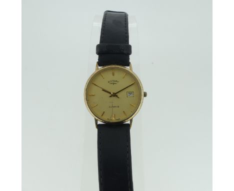 A 9ct gold Rotary quartz gentleman's Wristwatch, on leather strap, together with six other watches and pocket watches, includ
