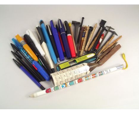 COLLECTOR'S BALL PENS. A collection of novelty ball pens, including tools, rulers etc. &amp; a quantity of outsized ball pens